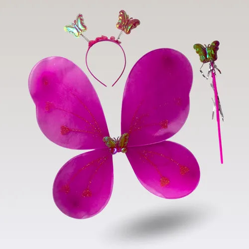 ✨ Set de Mariposa Mágica – Alas + Diadema + Varita ✨