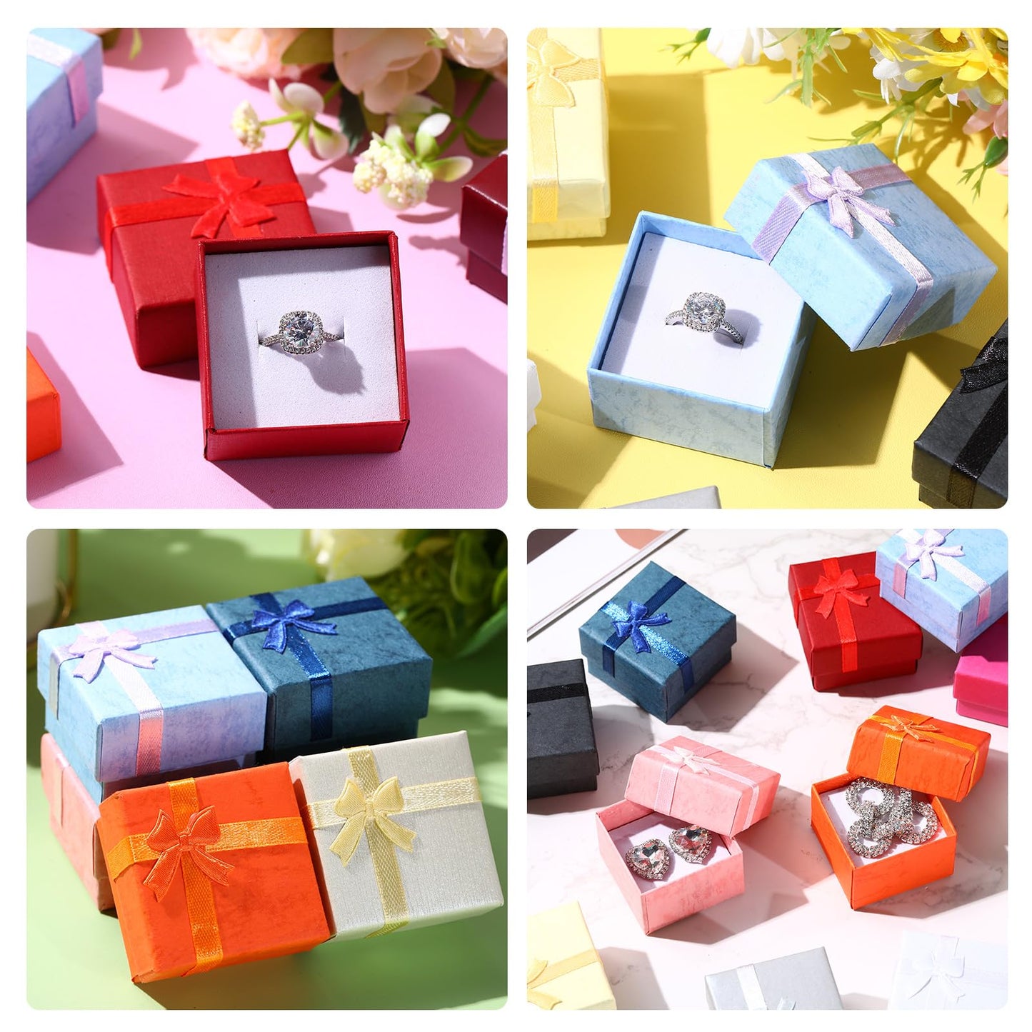 Cajita de Regalo para Joyería con Moño Decorativo cuadrada