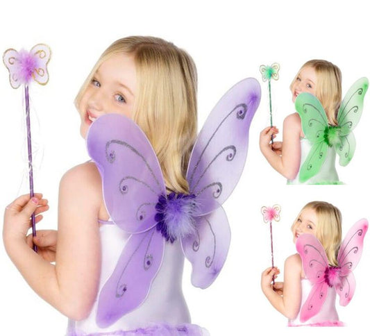 ✨ Set de Mariposa Mágica – Alas + Diadema + Varita ✨