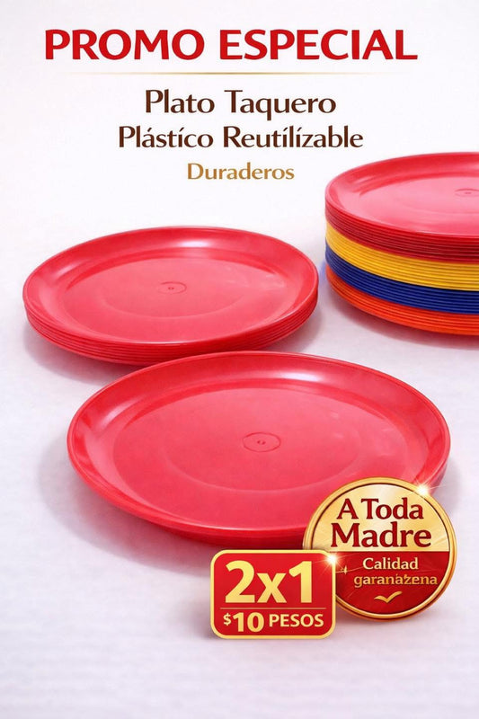 🌮 Plato Taquero Plástico Reutilizable 2x1 PROMOCION