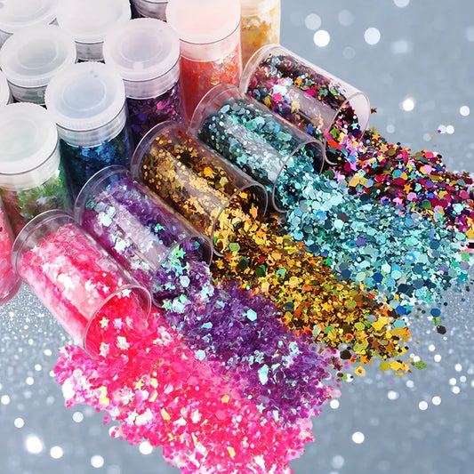 Glitter Decorativo 3 Frascos – Brillo Perfecto para Uñas y Manualidades