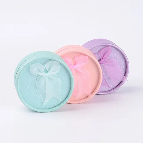 Cajita Redonda para Joyería con Diseño de Moño