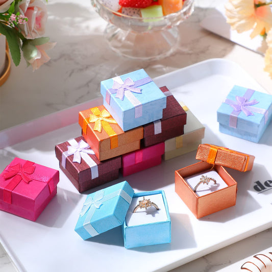 Cajita de Regalo para Joyería con Moño Decorativo cuadrada