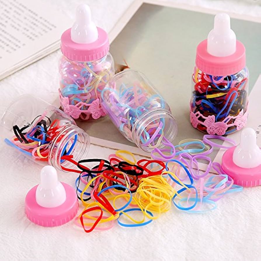 Ligas Mini para Cabello en Botella Diseño Biberón 2x1 PROMOCION